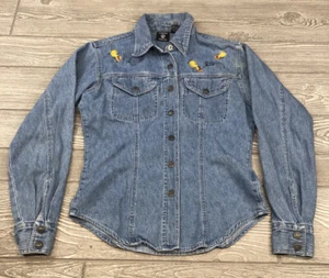 VTG Warner Bros Studio Store Girls Tweety Bird Button Up Denim Shirt Size Small - Picture 1 of 12