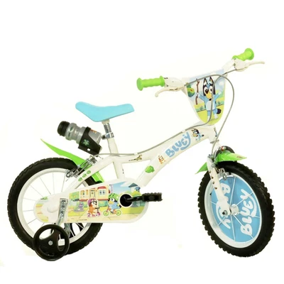 DINO BIKES Kinderfahrrad Mädchen weiß Rad 14" mit Rollen Kotflügel und Flaschenhalter
