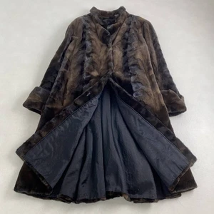 Cut Mink Fur Coat Brown Long Rare Design Real Fur Vintage Luxury M–L US L–XL - Picture 1 of 24