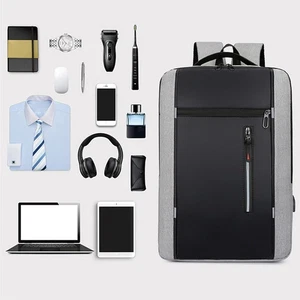 GREY Backpack Camping Travel Bag Business Daypack With USB Charging Port Fi DY - Afbeelding 1 van 12
