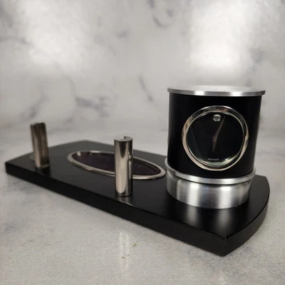 Movado Desk Card Holder Rotating Clock With Thermometer Humidity Dsplay  - Image 1 of 4