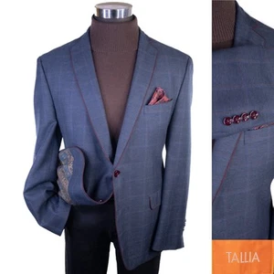Tallia Men's Sz 42R Sport Coat Blazer Windowpane Casual Jacket Two Button - Picture 1 of 12
