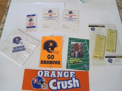Denver Broncos Old Logo Orange Crush Sticker Tickets Napkin Hertz Lot 8 - Image 1 of 4