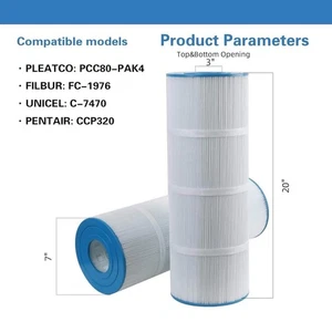 Pellucid C-7470 Pool Filter Cartridge Replaces PentairCCP320,Pleatco PCC80-PCC80 - Picture 1 of 2