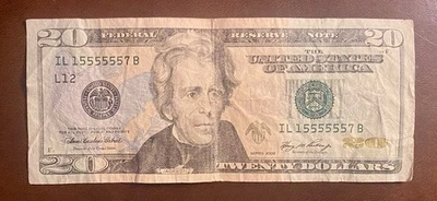 Unique Serial Number $20 Trinary Note 15555557 Series 2006 - Image 1 of 2