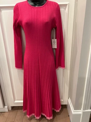 Nuevo TUCKERNUCK HYACINTH HOUSE L/S Vestido Suéter Kiera Tejido Acanalado Rosa Caliente Talla S Foto 1 de 4