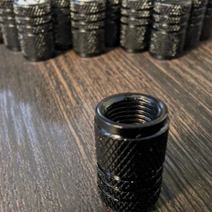 4x fits Toyota on White Tire Valve Stem Caps Car Truck Universal Fitting Black - Picture 1 of 3