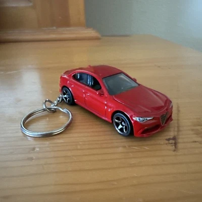 2016 Alfa Romeo Giulia Red Diecast Keychain 1:64 Hot Wheels Matchbox - Image 1 of 2