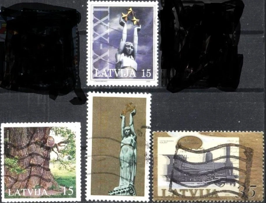 4 sellos usados MIX Orchid 2002 Tree 2005 locomotora 2009 de Letonia avdpz Foto 1 de 1