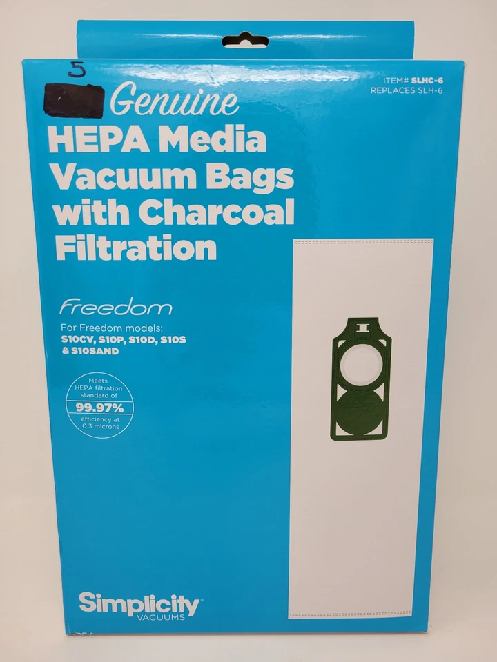 Simplicity Freedom HEPA Charcoal Vacuum Bags SLHC 5-Pack GENUINE, NEW, Open Box - Image 1 of 1
