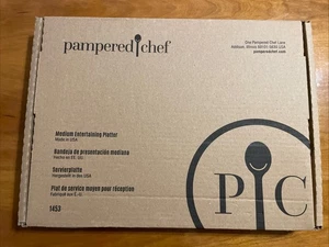 RETIRED Pampered Chef Gray Stoneware Rectangle Medium Entertaining Platter 1453 - Picture 1 of 6