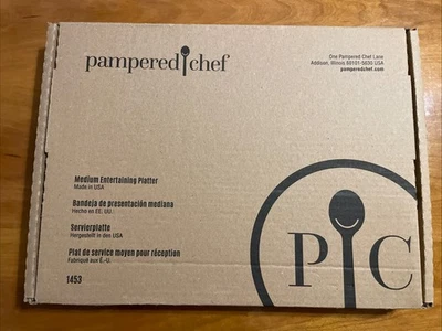 RETIRED Pampered Chef Gray Stoneware Rectangle Medium Entertaining Platter 1453 - Image 1 of 4