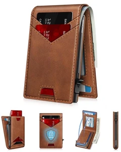 Cartera para Hombre Cartera con Delgado Portatarjetas Pop Up para 12-14 Tarjetas, Bloque RFID... - Imagen 1 de 7