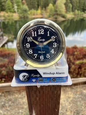 New Wind-up Equity by La Crosse Bell Brass Metal Analog Alarm Clock - Image 1 of 4