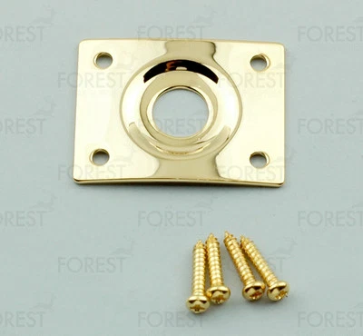 Guitar Square Jack Plate HJ005, Gold With Screws - Image 1 of 3