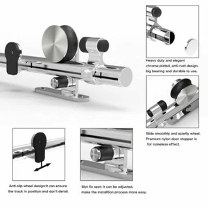 Juego de rieles de herrajes para puertas de madera de granero correderas interiores modernos, acero inoxidable - Imagen 1 de 31
