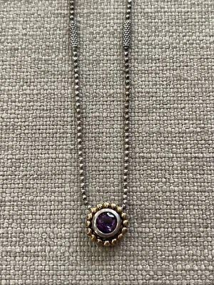 Collar LAGOS Dos Tonos Amatista Círculo Colgante Sobre Cuentas Caviar RARO De Colección Foto 1 de 4