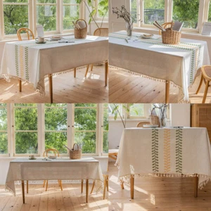 Rectangle Tablecloth Cover Party Wedding Dining Table Cloth Cover Party Decor - Imagen 1 de 23