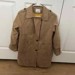 Zara Girls Trench Coat w/Yellow Faux Fur Lining "Ciao London" Back size 11/12 - Picture 1 of 10