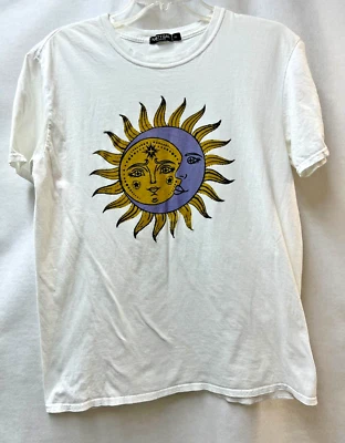 NASTY GAL White Short Sleeve CELESTAL Sun Moon TEE T Shirt Women Medium M — 第 1/4 张图片