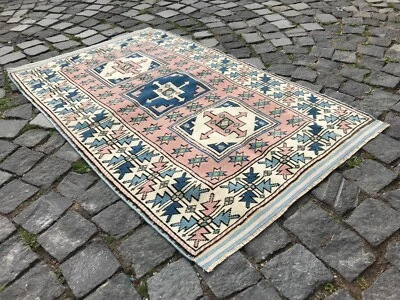 Tapete turco antigo tapete de área boêmio tapete Oushak tapete vintage tapete de lã feito à mão - Imagem 1 de 4