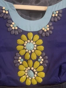 Boden Womens Sheath Dress Sleeveless Embroidered Beaded Detail Blue Sz 6P - Picture 1 of 11