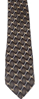 Corbata geométrica abstracta ovalada marrón 100 % seda Louis Roth hecha en EE. UU. Foto 1 de 4