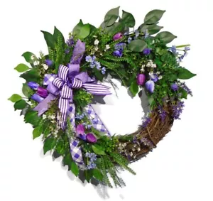 Spring Wreath, Tulip Wreath, Mother's Day Gift, Easter Wreath. Spring Decor - Picture 1 of 6