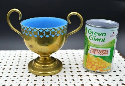 1886-1903 Württembergische Metallwarenfabrik Brass SugarDish Blue Opaline Satin  Foto 1 de 4