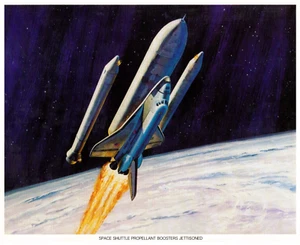 Vintage NASA Print Space Shuttle Propellant Boosters Concept Art - JSCL 150 - Picture 1 of 2
