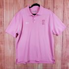 Under Armour HeatGear Polo Shirt Sz M Loose Fit Black Pink Breast Cancer
