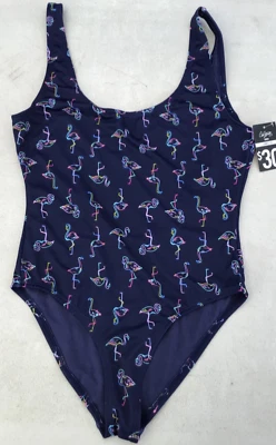 Traje de baño City Streets de una pieza para mujer X-pequeño azul marino estampado de flamenco tropical Foto 1 de 4