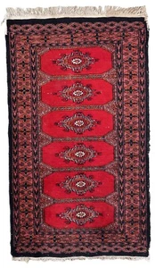 Handmade vintage Uzbek Bukhara rug 2' x 3.4' (62cm x 106cm) 1970s - 1C864 - Picture 1 of 8