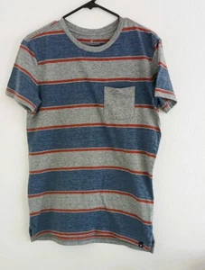 American Eagle Outfitters Mens Blue Gray Red Stripe Short Sleeve T-Shirt Size S - Picture 1 of 5