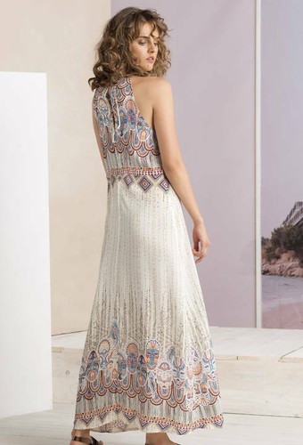 OFF WHITE Maxi abito lungo Ivko maxi kleid rosso beige blu marino rosso bianco sporco 191643