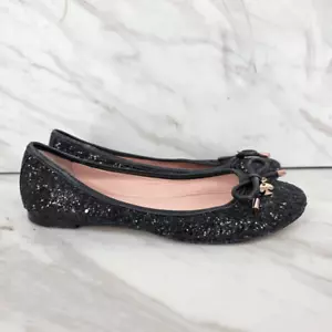 Zapatos planos de ballet Kate Spade Willa para mujer negros con moño brillante talla 6 - Imagen 1 de 6