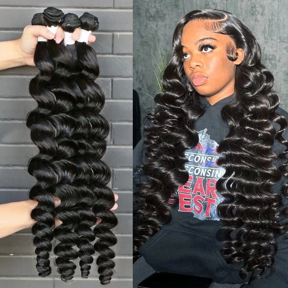 Wave 30 34 Inch Virgin 100% Human Hair Water Curly Extensions 3 4 Bundles Deals - Image 1 of 4