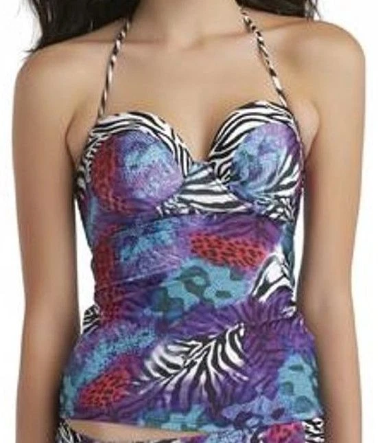 Conjunto de Maiô Tankini Bongo Junior Roxo/Multi Estampa Animal - Tamanho G Novo com etiquetas - Imagem 1 de 1