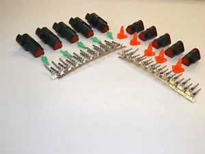 5 juegos de conectores NEGROS OEM Deutsch DT 3 pines 14-16 ga AWG contactos estampados - Imagen 1 de 1