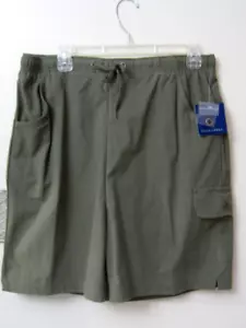 Falls Creek Women's Pull-up Shorts With Crop Pocket Sz L NWT Olive/Army Green - Picture 1 of 14