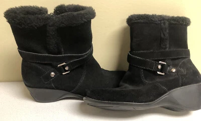 ANNE KLEIN SPORT MUJER NEGRO GAMUZA CREMALLERA LATERAL CUÑA BOTINES TALLA 7M USADO EN EXCELENTE ESTADO PIEL SINTÉTICA Foto 1 de 4