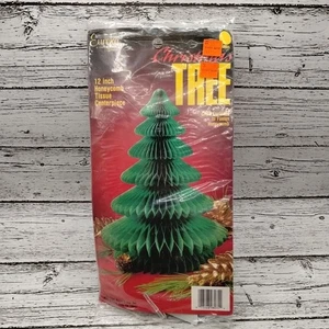 Centrotavola vintage Natale Eureka 12” albero a nido d'ape in tessuto nuovo in confezione - Foto 1 di 7