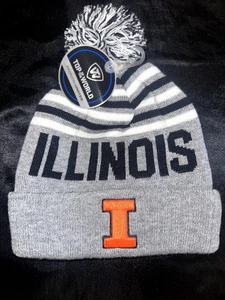 University Of Illinois Fighting Illini Beanie One Size Gray Authentic NCAA New - Picture 1 of 3