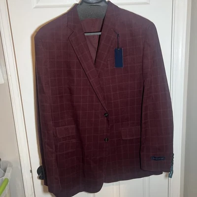 Nuevo con etiquetas Blazer Abrigo Deportivo Stafford Para Hombre 52 LNG Borgoña Cuadros Pana, 52 GNL, Nuevo Foto 1 de 4