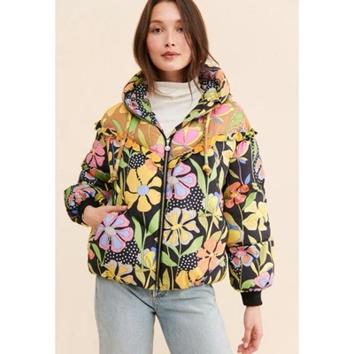 Celia B Oregon Printed Puffer Jacket Coat Flower Floral Print Small - Image 1 of 4