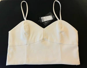 NWT Vero Moda Lee Crop Top Size Large Color Birch Faux Leather Look Lined - Picture 1 of 2