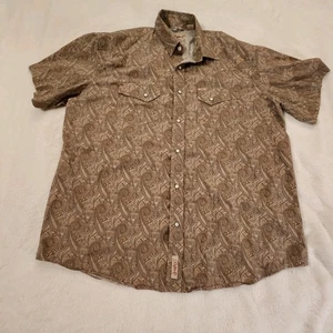 Rafter C 2XL Herren Pearl Snap Hemd Braun Paisley Cowboy Rodeo Festival  - Bild 1 von 11