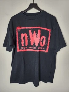 WCW Mens NWO New World Order Wolfpac Black & Red Tee Shirt VINTAGE Pre-Owned XL - Picture 1 of 6