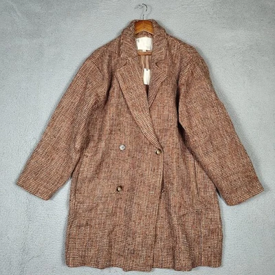Abrigo Anthropologie Pilcro Pea Mujer L Marrón Mezcla Lana Tweed Doble Pecho Nuevo con Etiquetas Foto 1 de 4