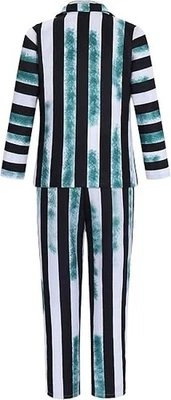 Disfraz de Halloween aterrador para hombre traje a rayas blanco y negro cosplay Beetlejuice (L) Foto 1 de 4